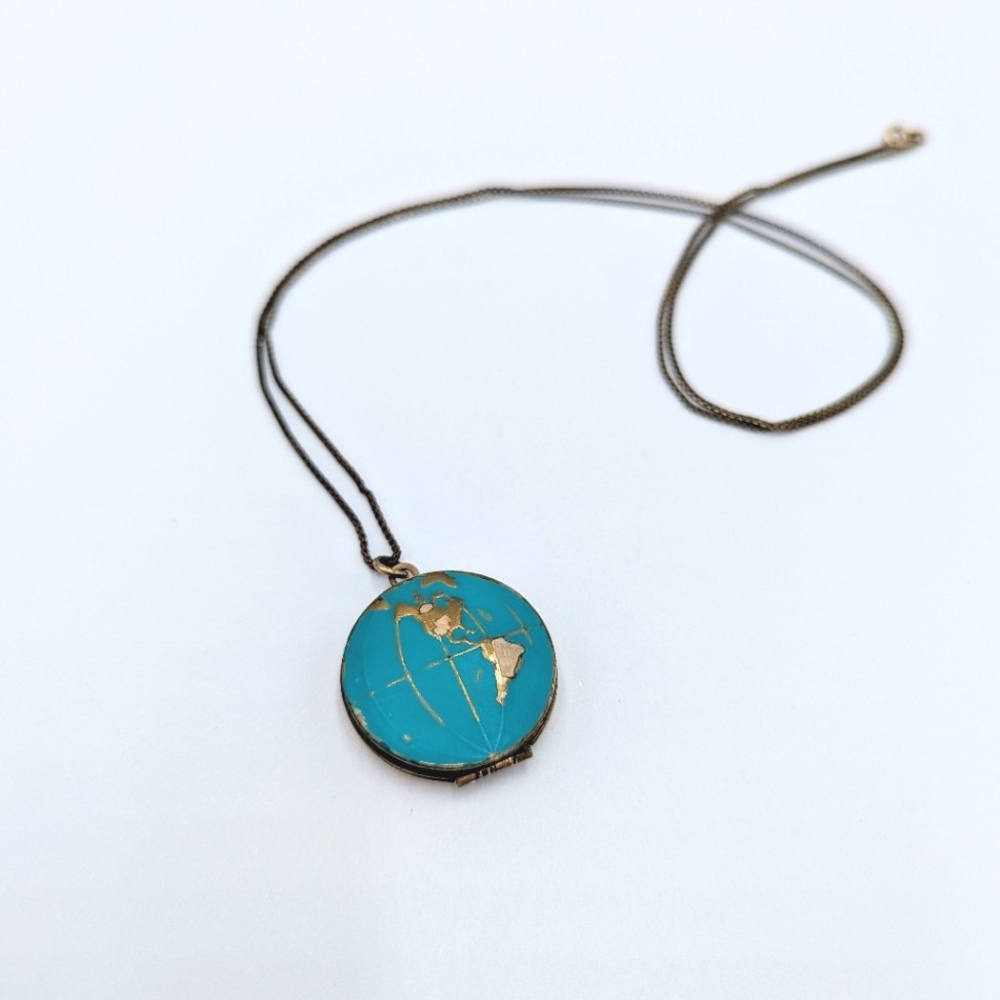 Antique Brass Globe Locket 🌎